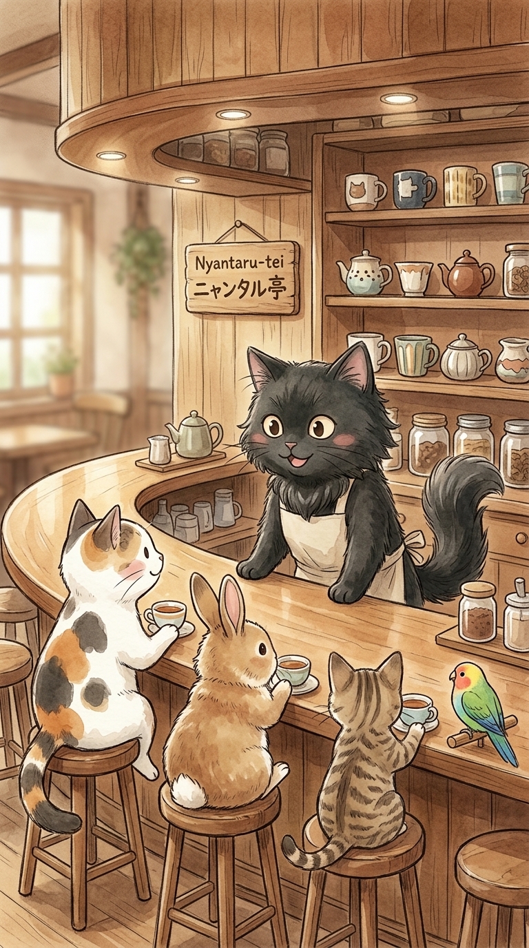にゃんたる亭の朝