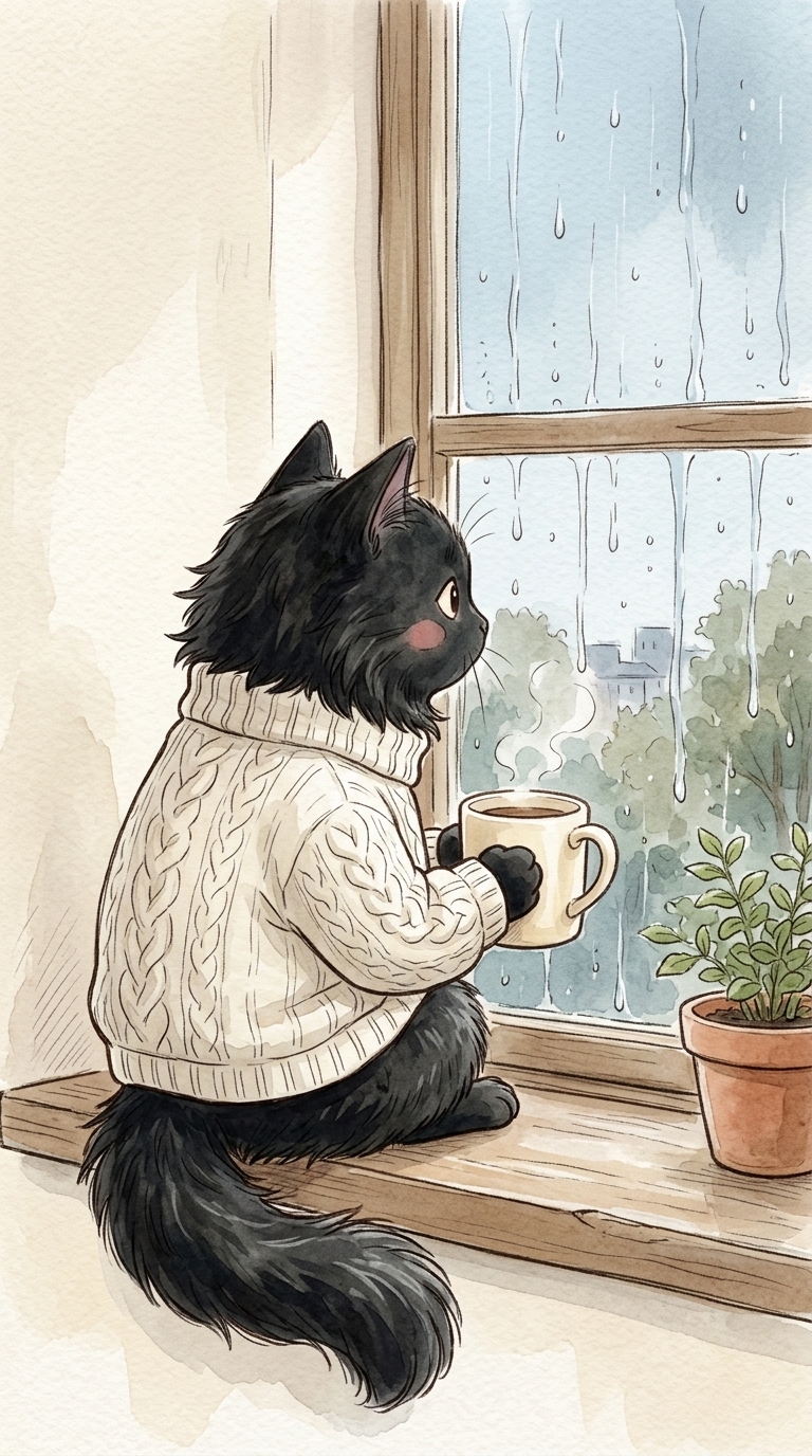 雨と濃いコーヒー