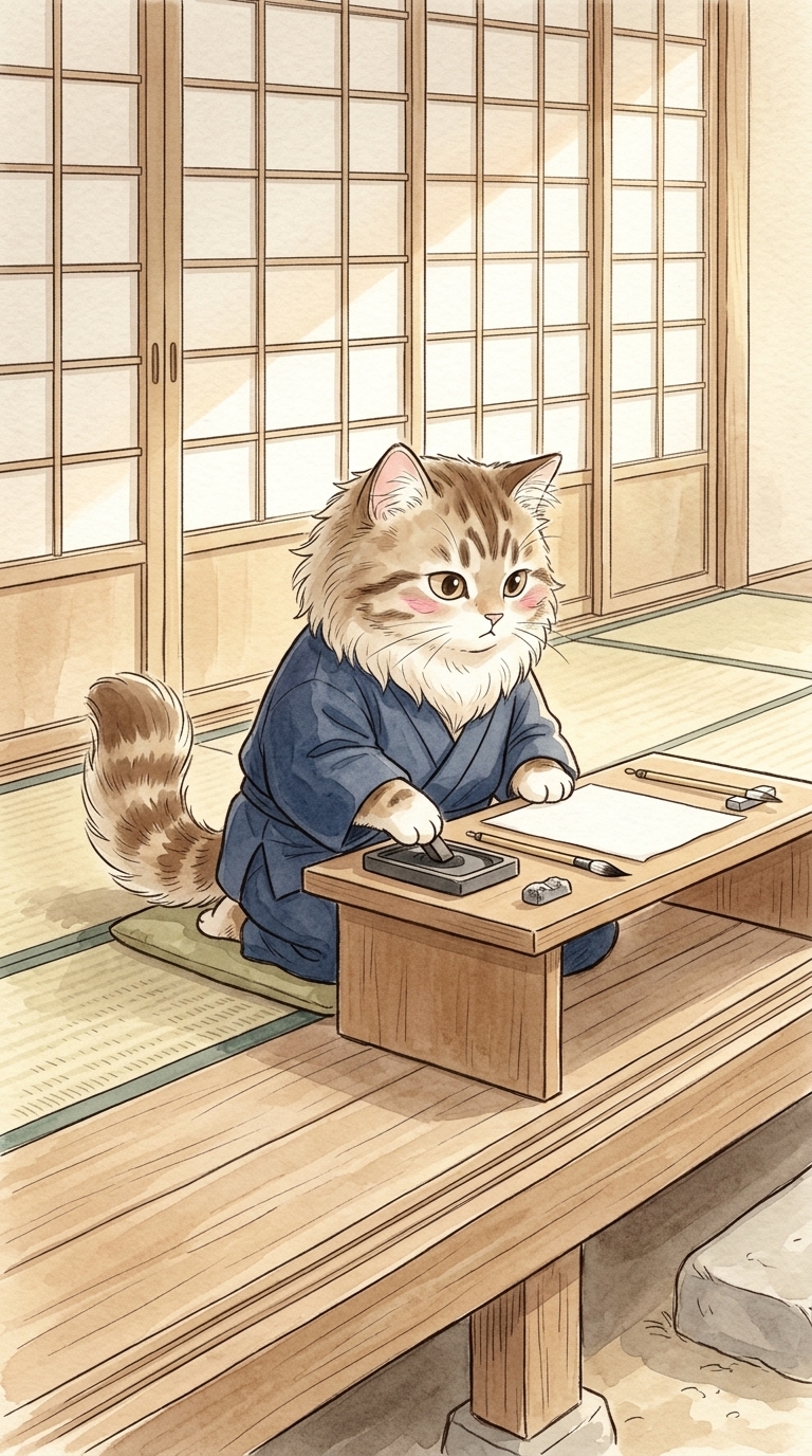 墨をする朝